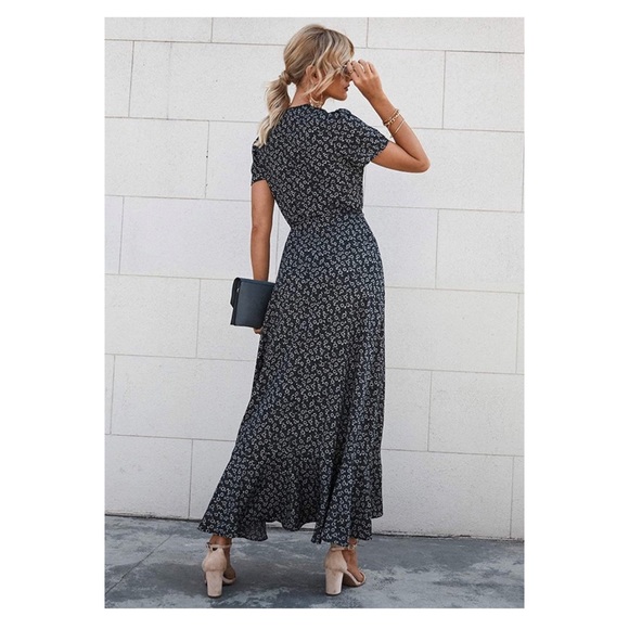 Boho Floral wrap dress with ruffle hem - Picture 3 of 10